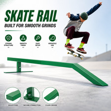 84.9In Skate Grind Rail Portable Skateboard Rail For Scooters, Snowboard Green