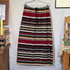 Multicolor Striped Maxi Skirt Boho Vintage 90s Large Indie Grunge Funky