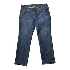 Faded Glory Straight Leg Womens 18P Medium Wash Stretch Accent Stitch Pockets
