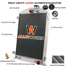 Cooler Aluminum Radiator Fits 1935-1936 FORD 28" High CHEVY V8-Engine ALLOYWORKS