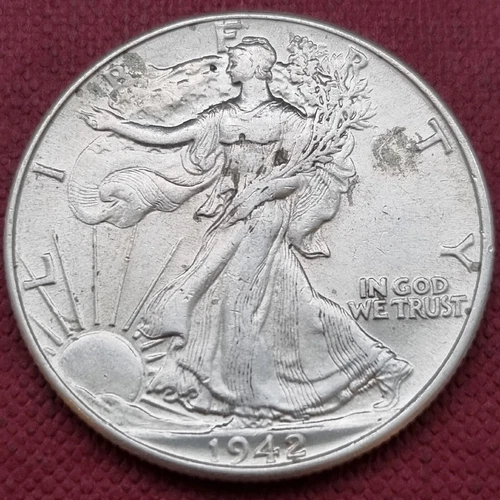 1942 Walking Liberty Half Dollar 50c High Grade AU - UNC #59495