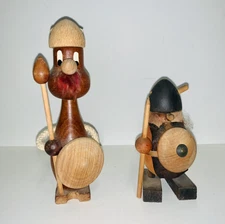 Vintage 1960’s MCM Teak Viking Figurines- Made In Denmark - Art Folk - Lot 2