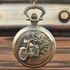 Vintage Style Motorcycle Engraved Pocket Watch Gift for Friends