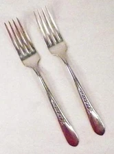 2 Priscilla Silverplate Dinner Forks Rogers International 1941 Lady Ann Fork