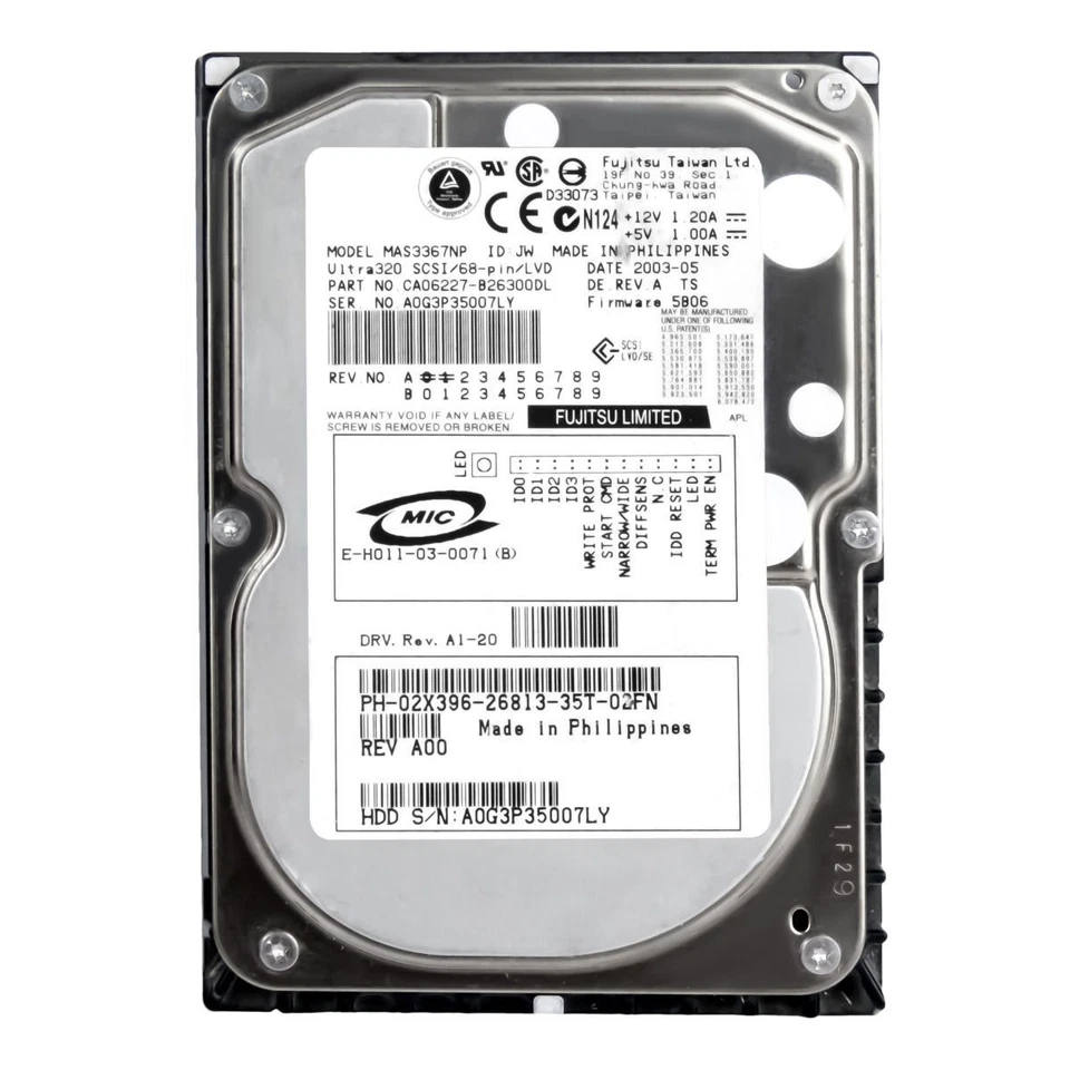 Hard Drive Dell 02X396 2X396 36GB 15000U/Min 8MB SCSI U320 MAS3367NP 3.5'' Inch - Image 2 of 3