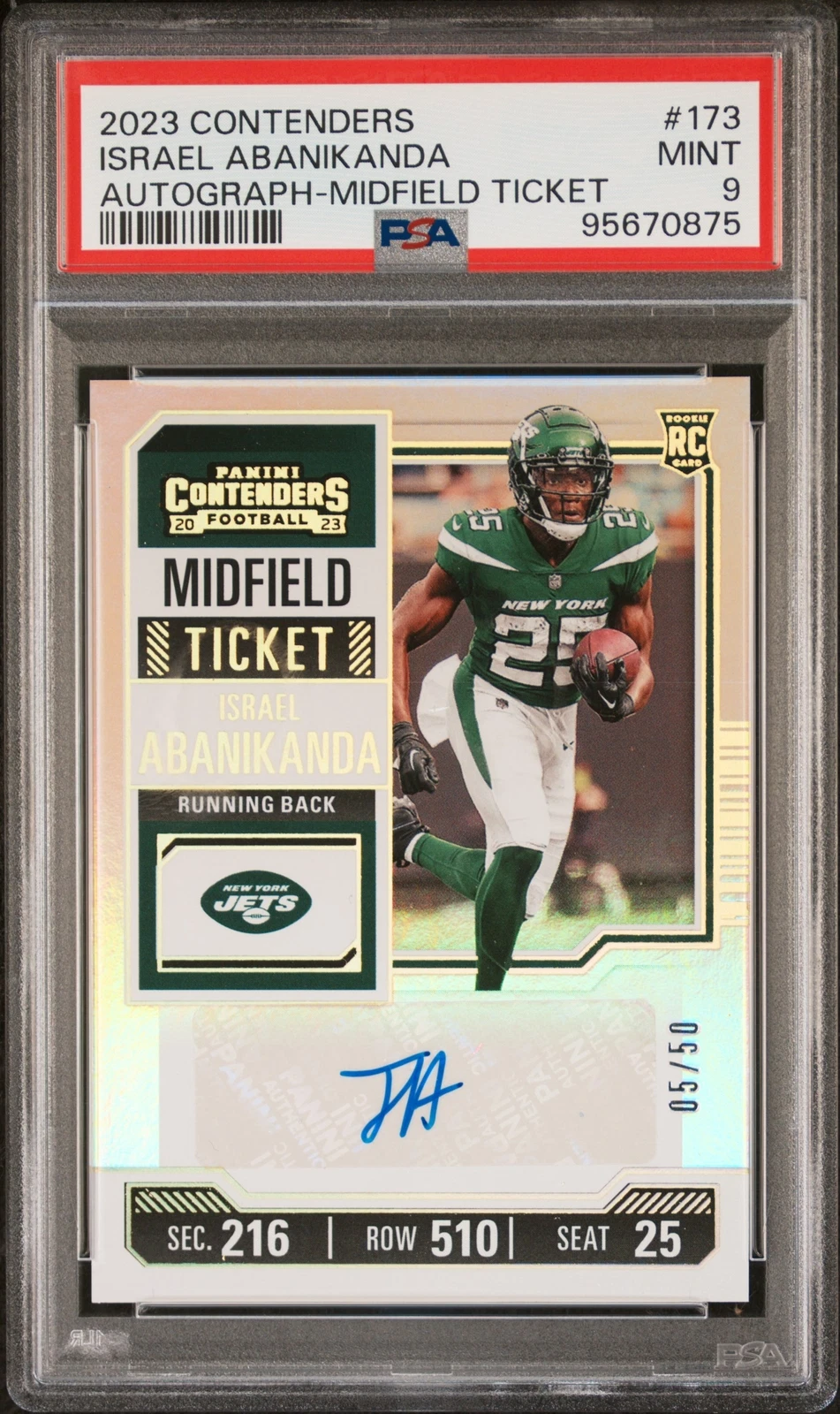 Israel Abanikanda Panini Contenders #173 Autograph-Midfield Ticket