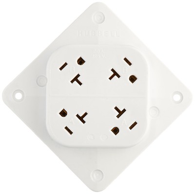 Hubbell HBL420W 4-PLEX Receptacle, 20 amp, 125V, 5-20R, White | eBay