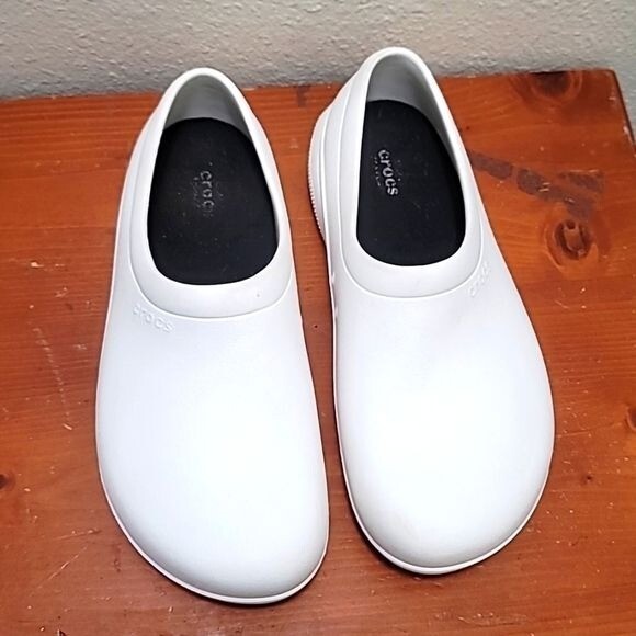 CROCS DUAL COMFORT LOCK SLIP ON SLIP RESISTANT CLOG WHITE MEN'S SHOES SIZE 11