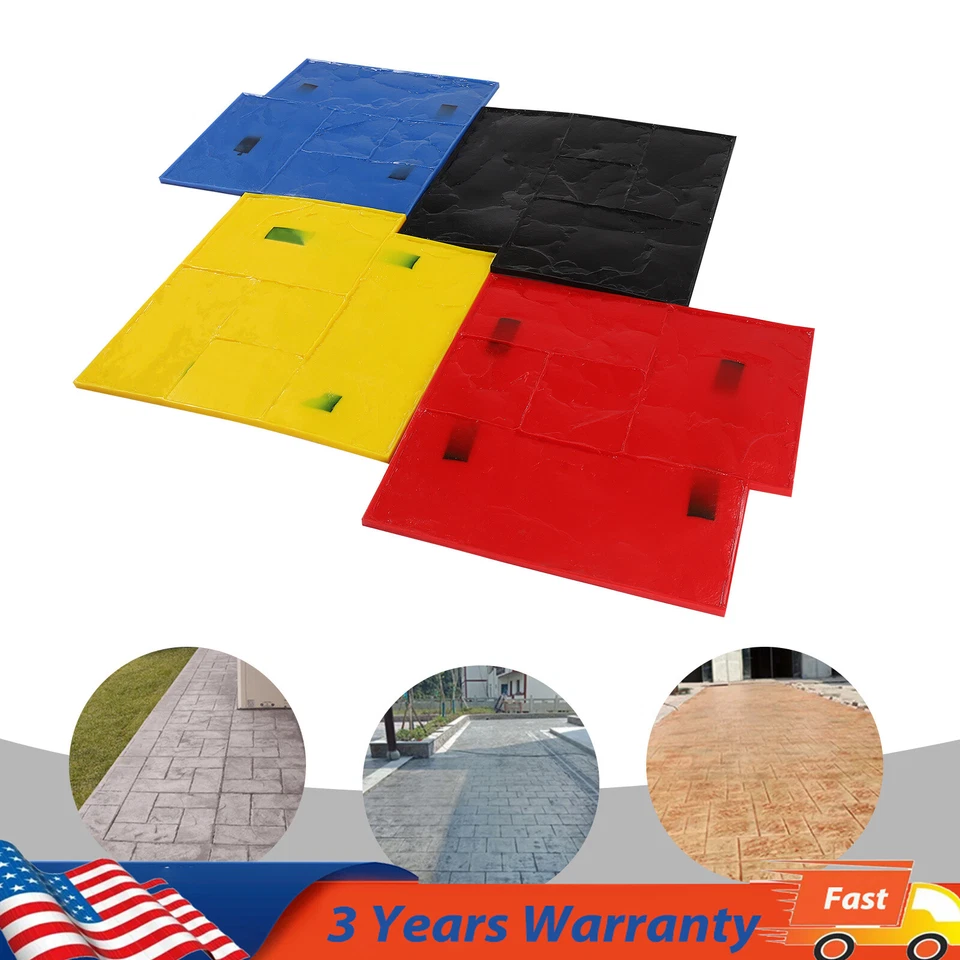 Juegos de 4 alfombrillas molde estampillas de cemento de piso con textura de hormigón de 24*24 pulgadas Foto 3 de 4