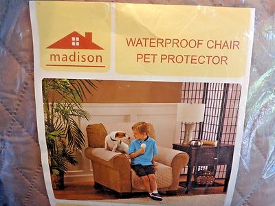 Madison Waterproof Pet Protector Chair Cover Beige Quilted Softness Easy Care