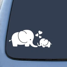 Elephant Love White Vinyl Graphic Decal Car Truck Windows Vehicle