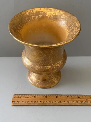 STANGL POTTERY GRENADA 22K GOLD URN PLANTER VASE #3897 MCM VTG POTTERY