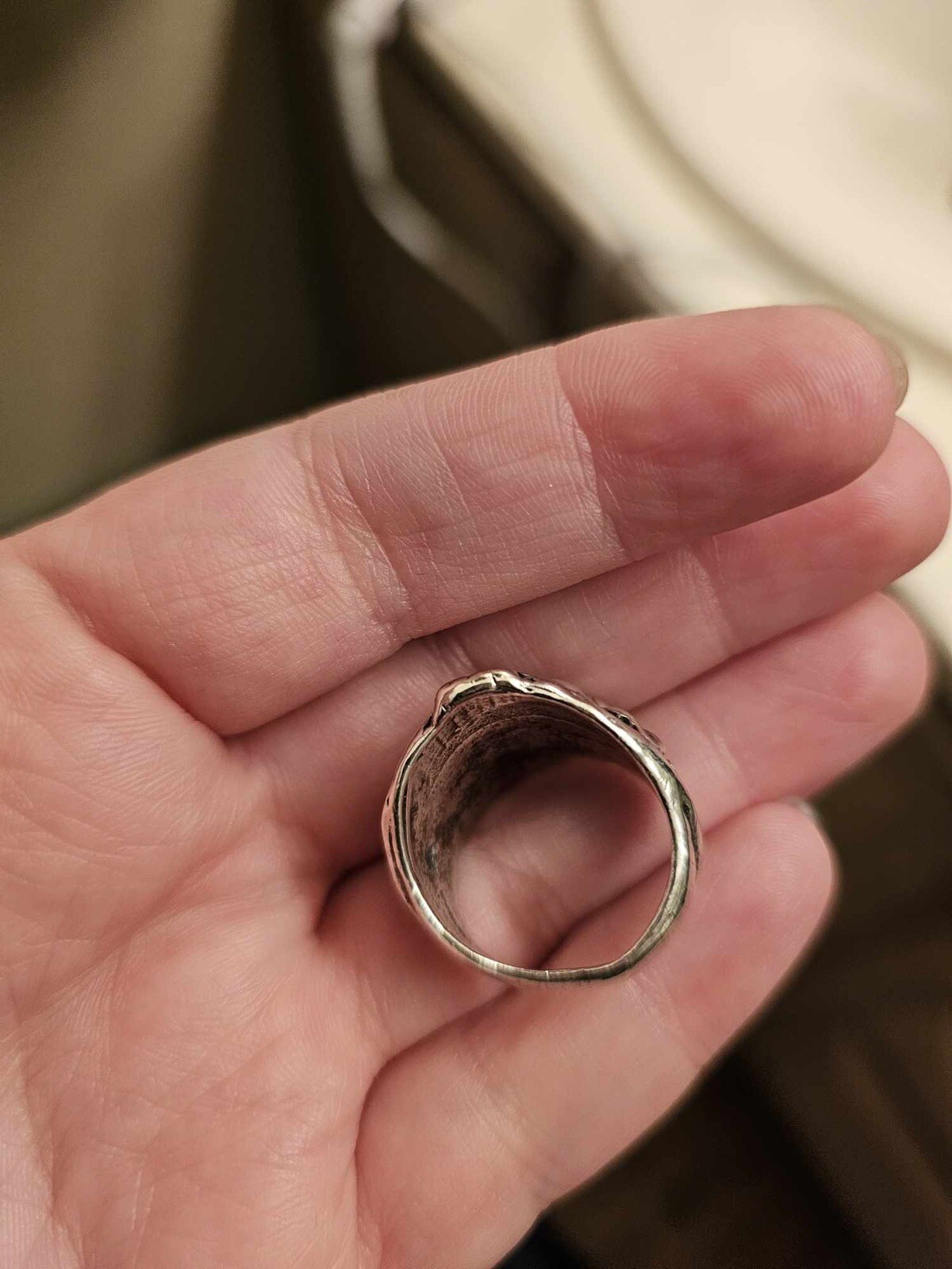 large antique sterling silver devil ring size 7 - image 4