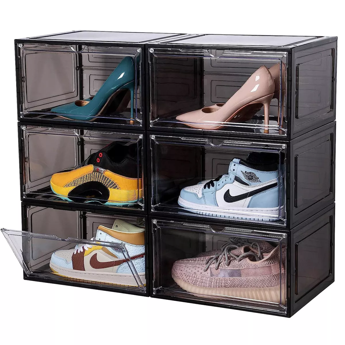 XL Shoe Box Storage Organizer Container - Black 1