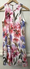 Calvin Klein White Colorful Floral Print Trapeze Shift Swing Dress Lined Size 2P