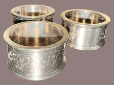 Vintage Set Of 3 Silver-Plated Napkin Rings-unboxed