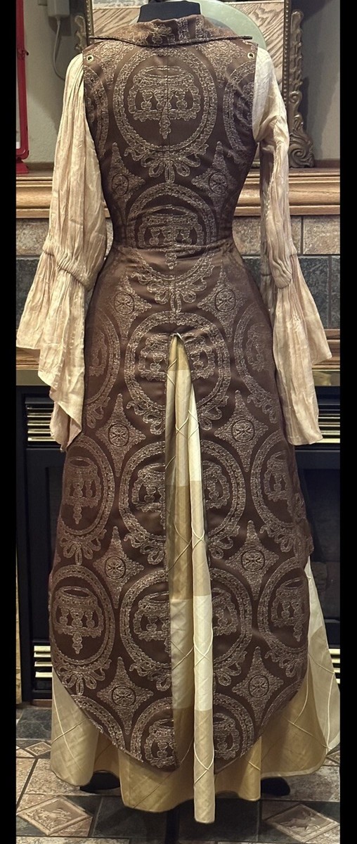 Damsel In This Dress (DiTD) Brown &Gold Damask Peacock Tailed Vixen  Corset-24.5