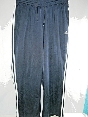 Men's Adidas Track, Athletic Sweat Pants Size Large Blue With White Logo (K2) - Picture 5 of 8