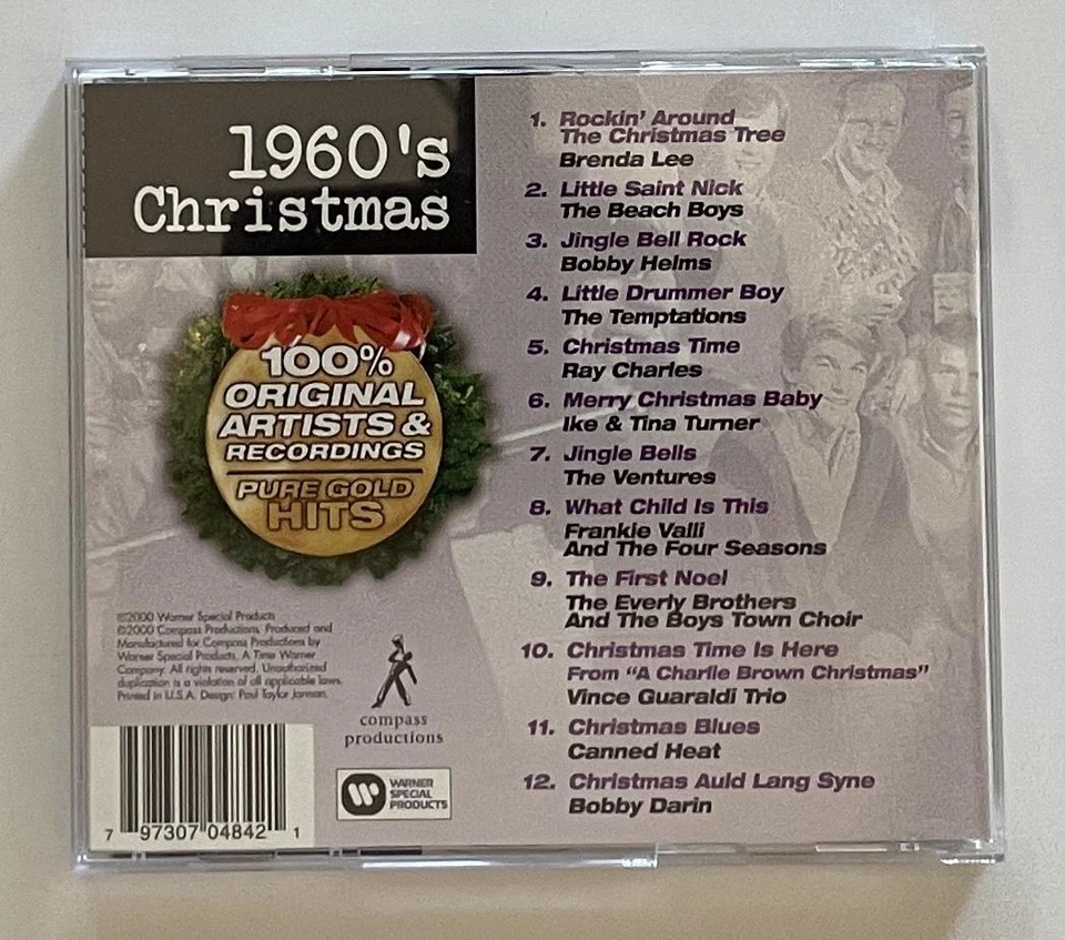 1960's Christmas CD (2000) Beach Boys Ray Charles Canned Heat Vince Guaraldi ++ Foto 3 de 3