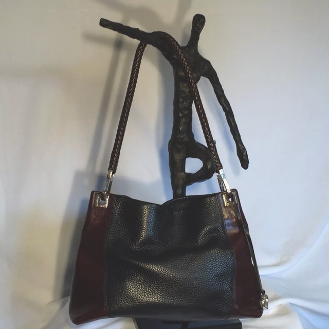 Brighton handbag Black/Brown Leather Braided Strap Heart Charm