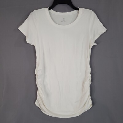 Lapasa Women's Maternity Pullover T-Shirt Short Sleeve Elastic Sides Size S
