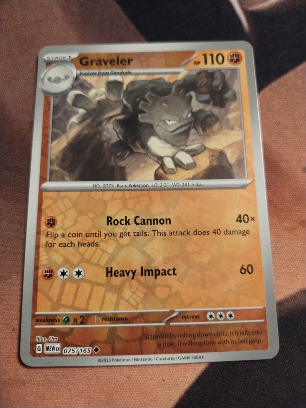 Pokémon TCG Graveler Scarlet & Violet-151 075/165 Reverse Holo Uncommon-NM