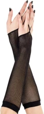 Music Legs Finger Loop Fishnet Arm Warmer Black