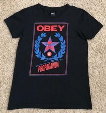 Vintage OBEY Propaganda Est 89 Made In USA Women's Black T-Shirt Size Medium