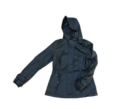 MISS LONDON Black Label Hoodie Rain Jacket Coat Women's MEDIUM