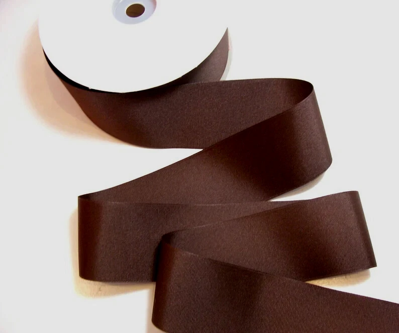 Cinta de grosgrain marrón mediana 2 1/4 pulgadas de ancho x 10 yardas poliéster barco B52 Foto 2 de 4
