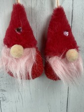 Valentines Day Plush Gnome Ornaments Set Red Pink Hanging Decor