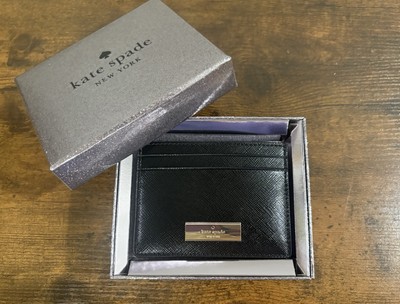 Kate Spade Kenzie Small Cardholder Wallet In Black Saffiano PVC Card Holder NWT