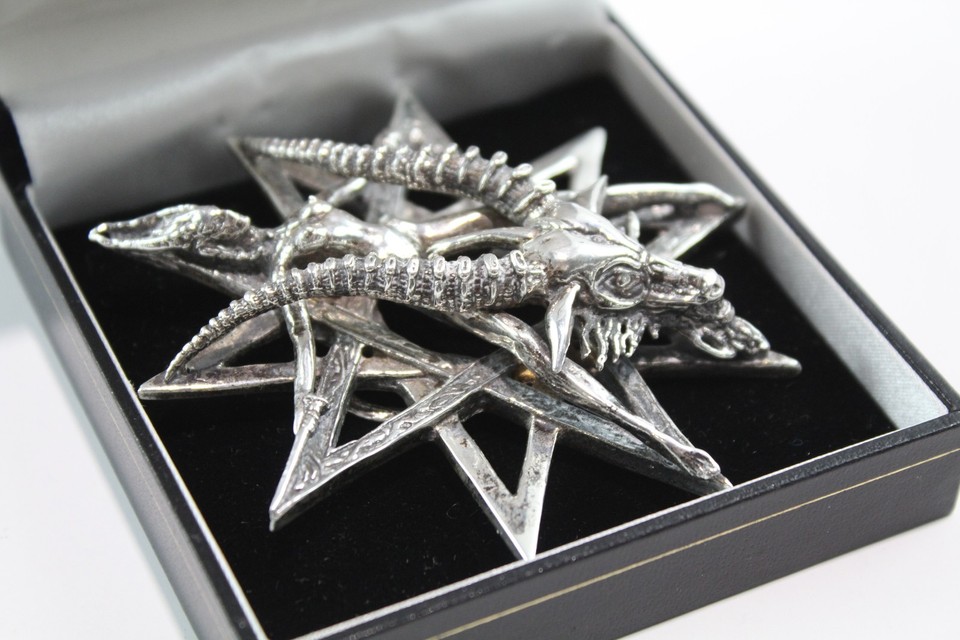 HR Giger Sterling Silver Pendant Occult Pentagram Statement Baphomet ...