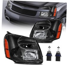 Headlight Assembly Head Lamp Compatible with 2005 Black/Clear/Amber With Bulbs