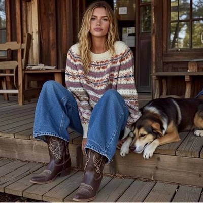 Ralph Lauren people Yellowstone Cardigan tribal cabin sweater free Aztec intarsi