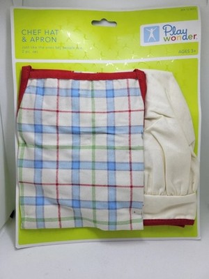 2Pcs Kid Apron and Chef Hat Set Vintage Play Wonder Children  Kitchen Toddler 