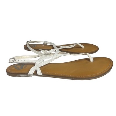 Fergalicious Fergie Strappy Thong Sandals Size 9.5M White Casual Flat Shoes