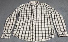 American Eagle Shirt Mens M Medium White Black Plaid Flannel Button Up Excellent