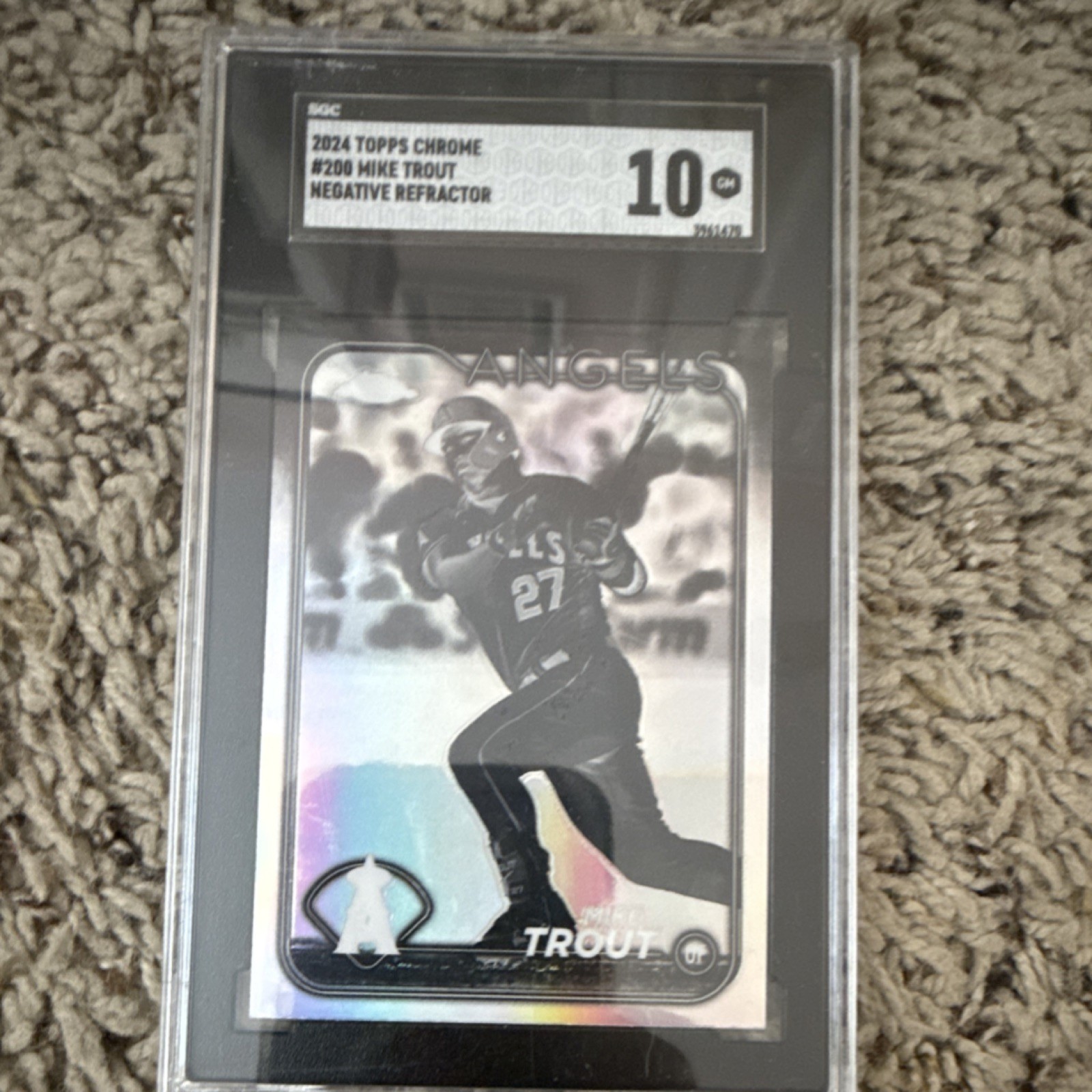 Topps Chrome 2024 Mike Trout #200 Negative Refractor SGC 10 Baseball Card