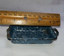 ANTIQUE BLUE SPECKLED GRANITEWARE Pan Salesman Sample Porcelain 4"