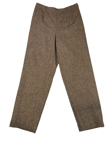 L.L.Bean, Vintage LL Bean Womens 10 Lambswool Tweed Pants Brown Donegal Wool TrousersLined