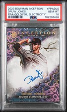 2023 Bowman Inception Auto Druw Jones #PPADJS Ppa Gold  Electricity /50 PSA 10