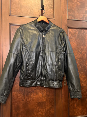 Hein Gericke First Gear Leather Jacket Mens L Black Moto Cafe Racer Liner