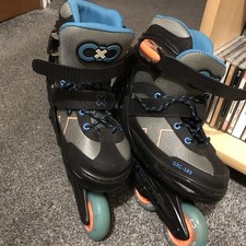 ROLETY GOLDCROSS INLINE.   Łyżwy niebiesko-czarne JUNIOR Rozmiar 3-6 ex con 