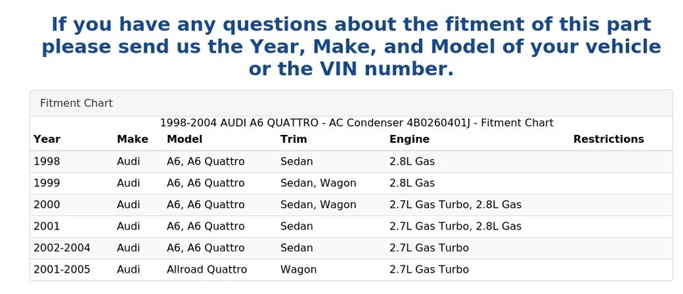 Audi A6 Quattro 1998-2004 - condensador de aire acondicionado 4B0260401J Foto 4 de 4