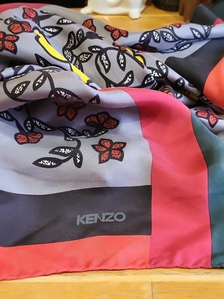 Women Kenzo Scarf Yellow Silk