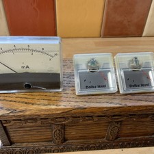 3x vintage panel meters, Dolby level and milliamps