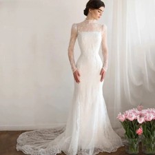 Customized Luxury Lace Mermaid Wedding High Neck Elegant Bridal Gown Vestidos