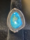 Vintage Signed “$IIS” Handmade Navajo Sterling Silver Turquoise Ring Sz 5.75 (J)