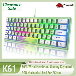 ZIYOULANG K61 60% Wired Membrane Gaming Keyboard RGB Mechanical Feel For PC Mac